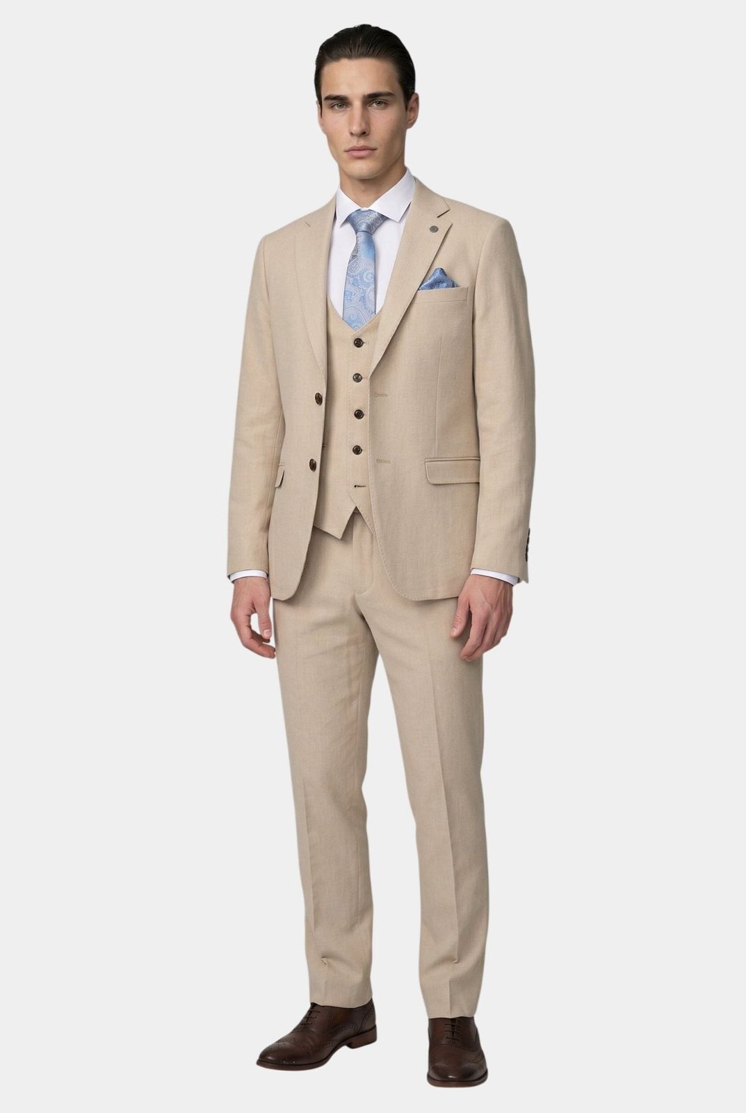 Archie - Stone Tweed Three Piece Suit