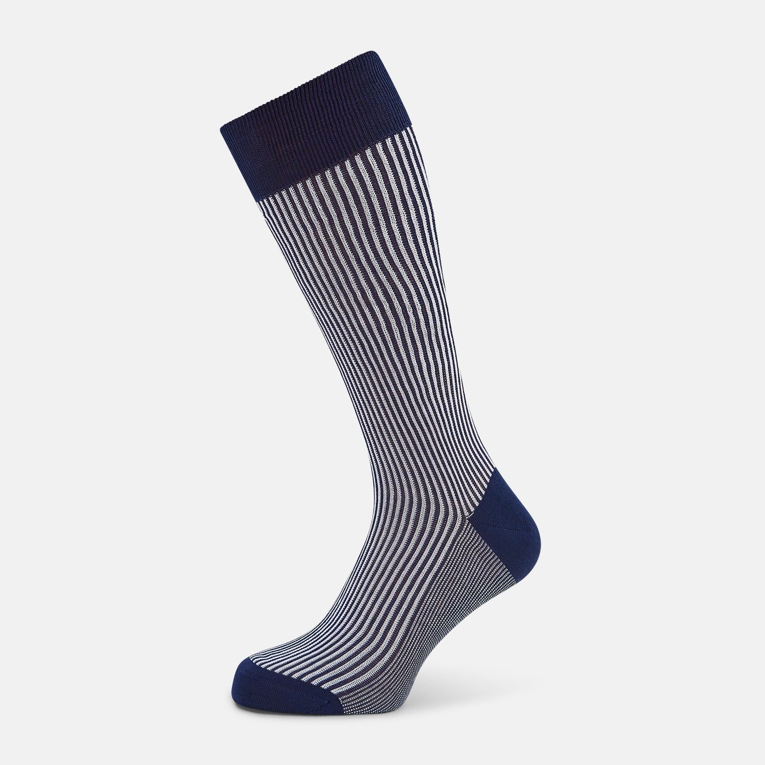 Royal Blue and White Striped Mid-Length Socks