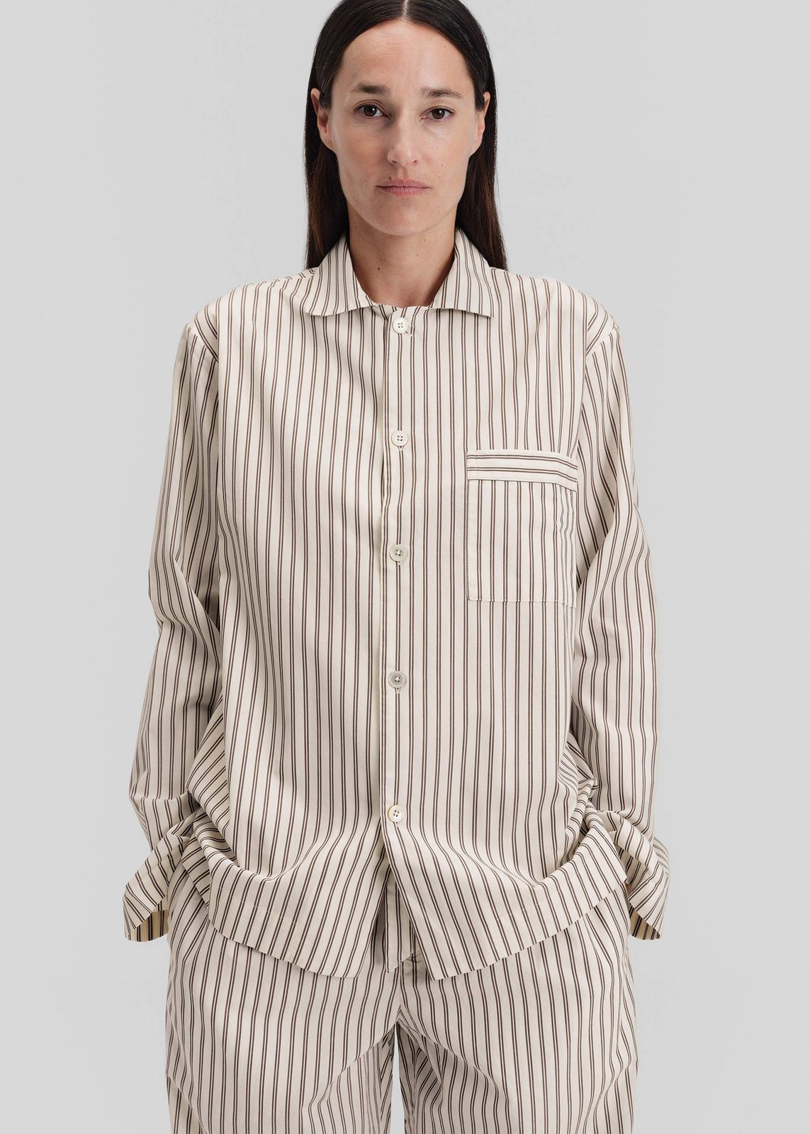 Tekla Poplin Pyjama Shirt - Hopper Stripes