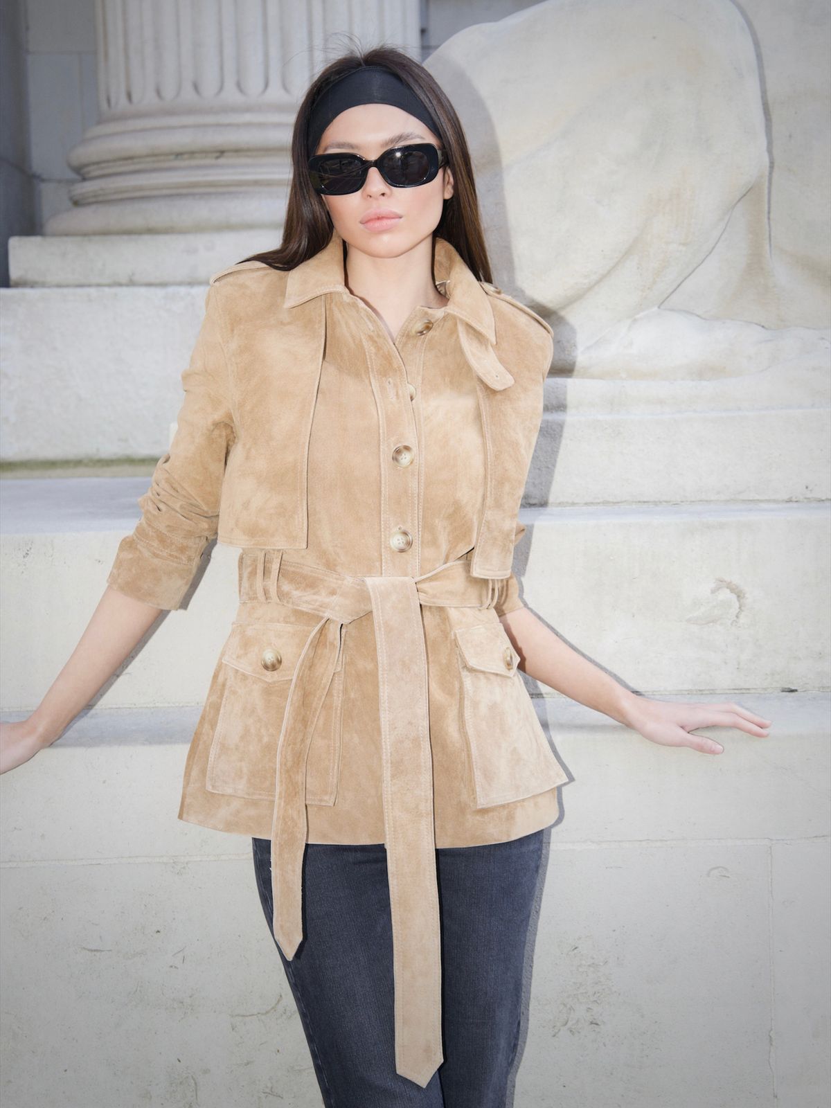 The Dora Suede Short Trench