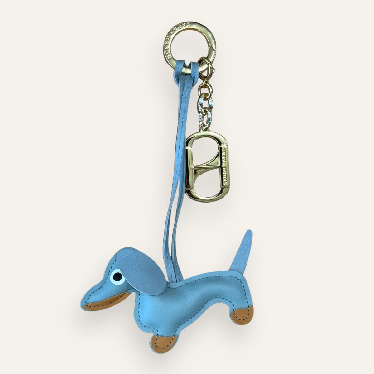 Sausage Dog Bag Charm | Grey with Gold hardware