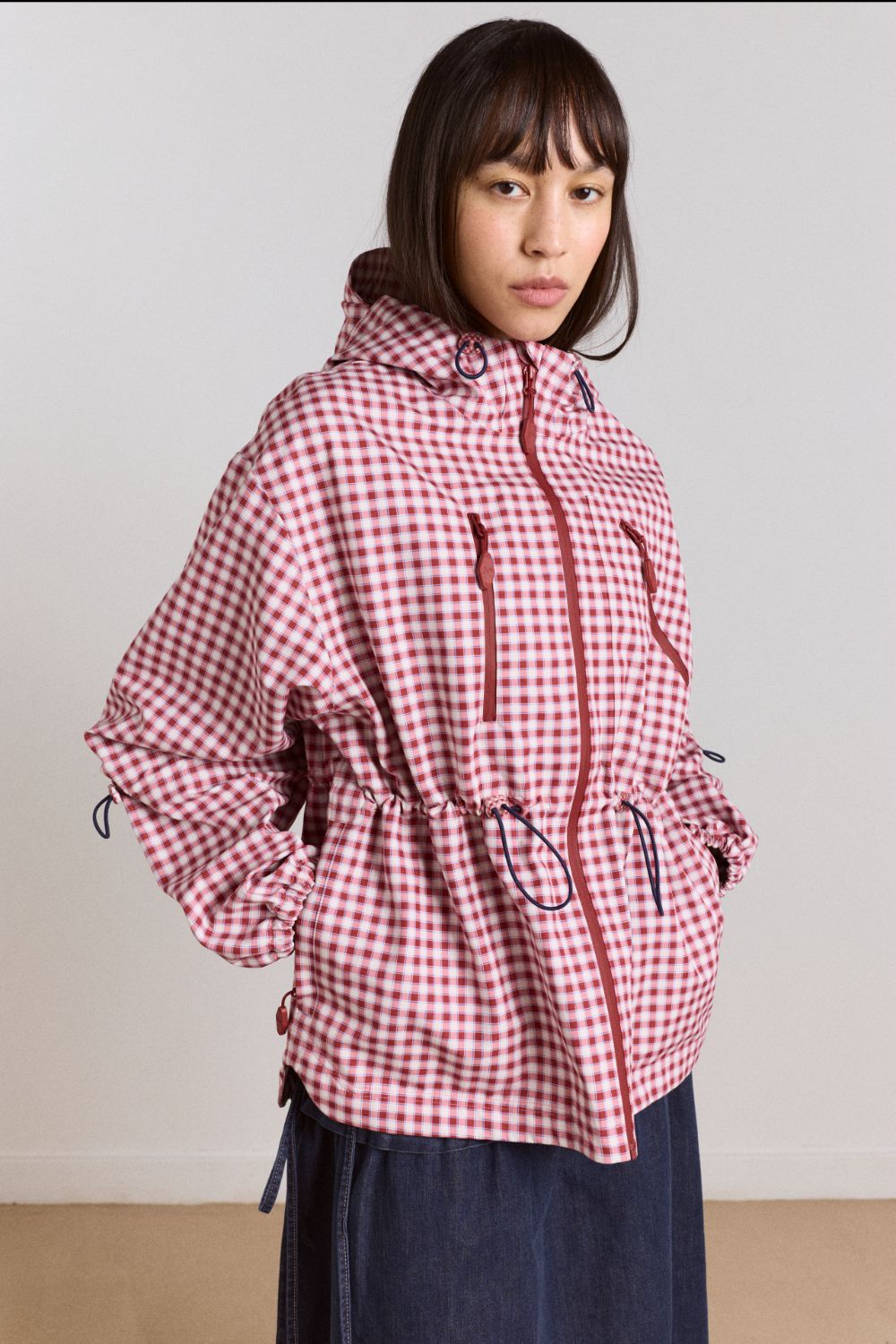 Matilda Waterproof Raincoat - Cherry Gingham