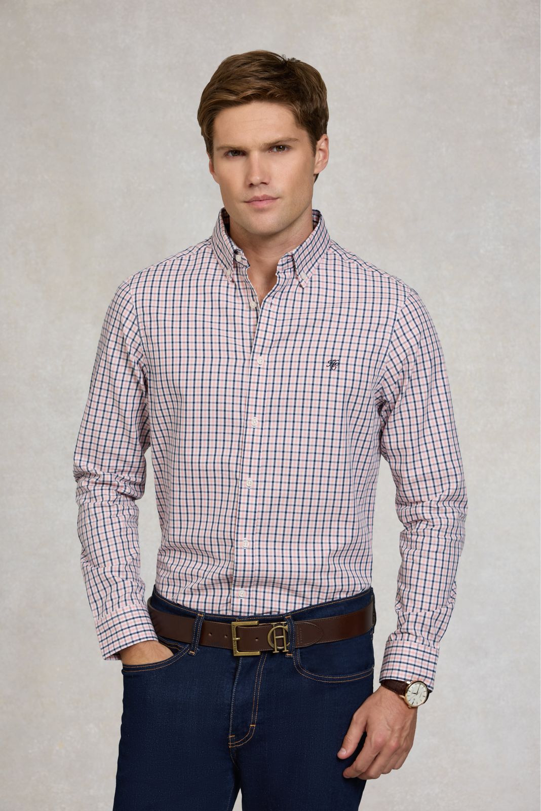 Men's Classic Fit Button Down Shirt (Cotswold Pink Check)