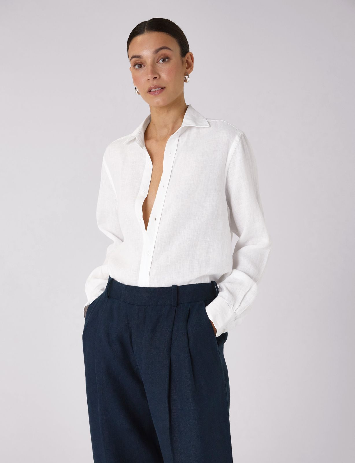 The Set: Linen White Shirt & Linen Navy Trouser