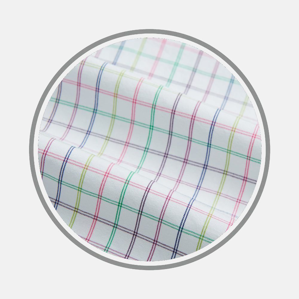 MULTICOLOURED DOUBLE GRID CHECK FABRIC