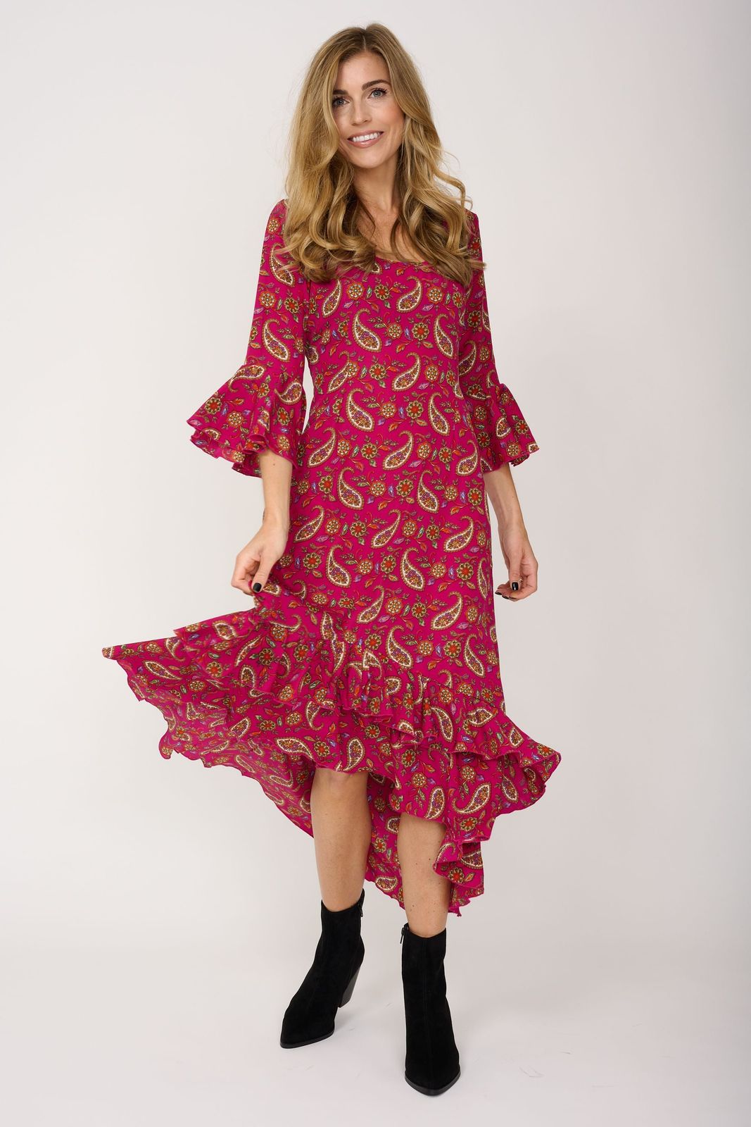 Victoria Dress in Pink Teardrop