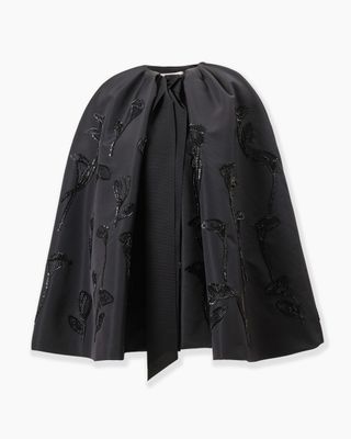 Floral-Embroidered Cape