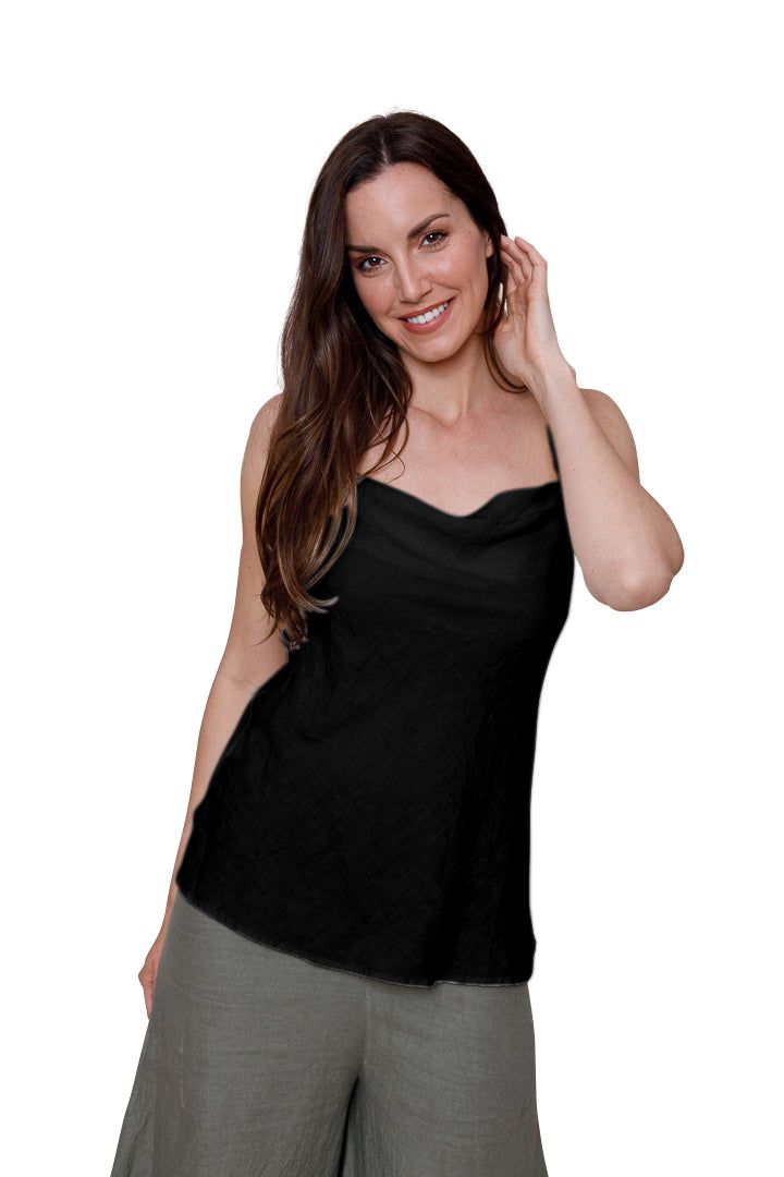 Sarai Drape Front Linen Camisole