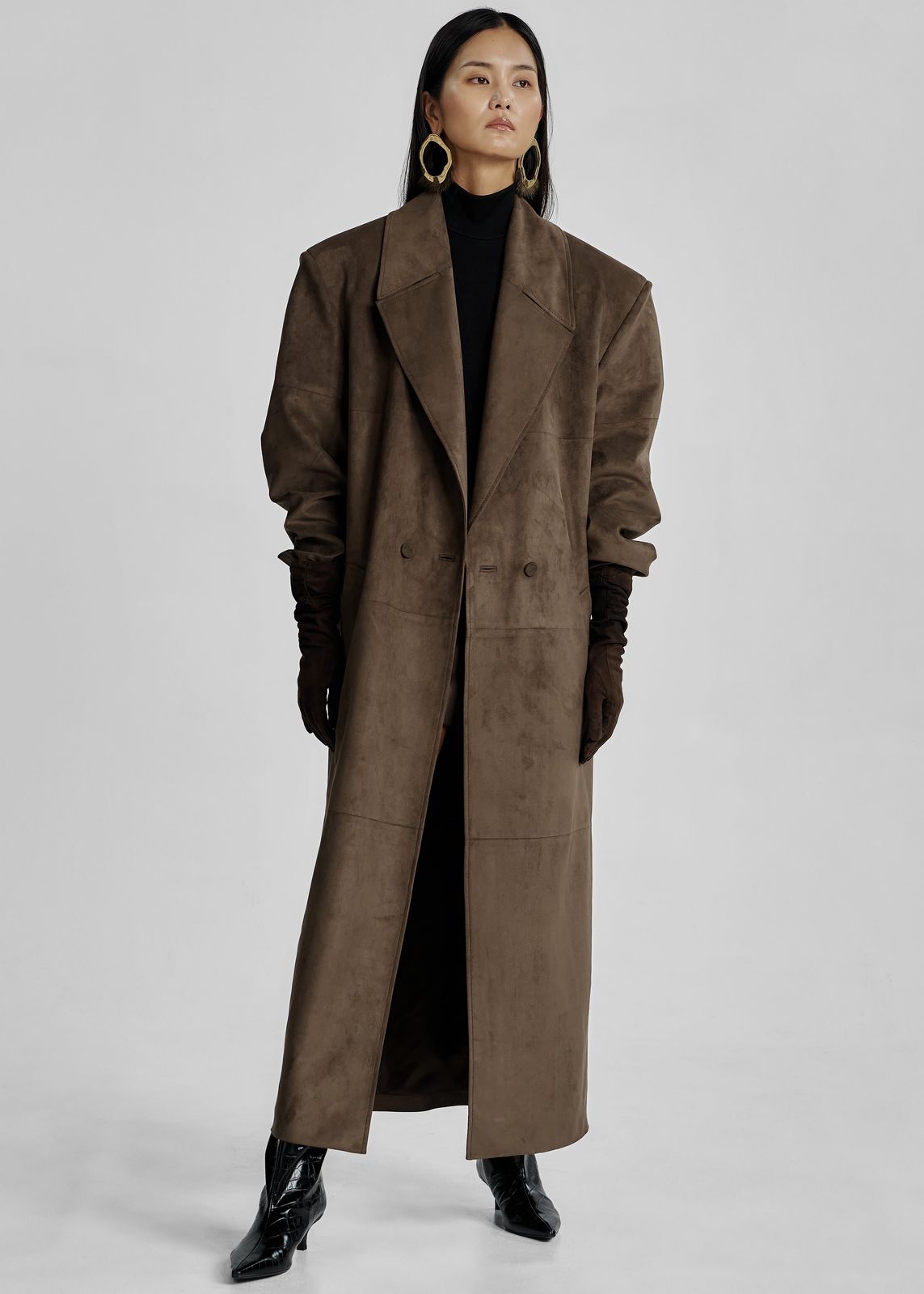Valmere Faux Suede Coat - Brown