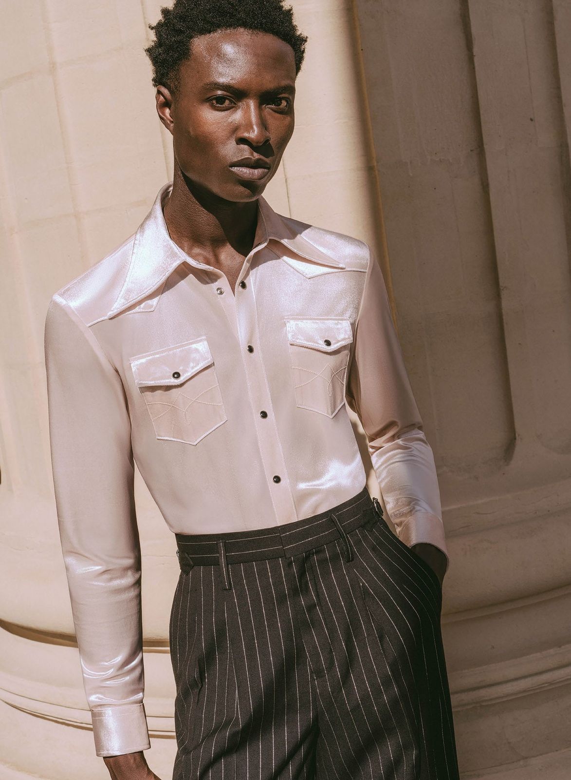 Pearl Velvet 70s Western Dagger Collar Shirt