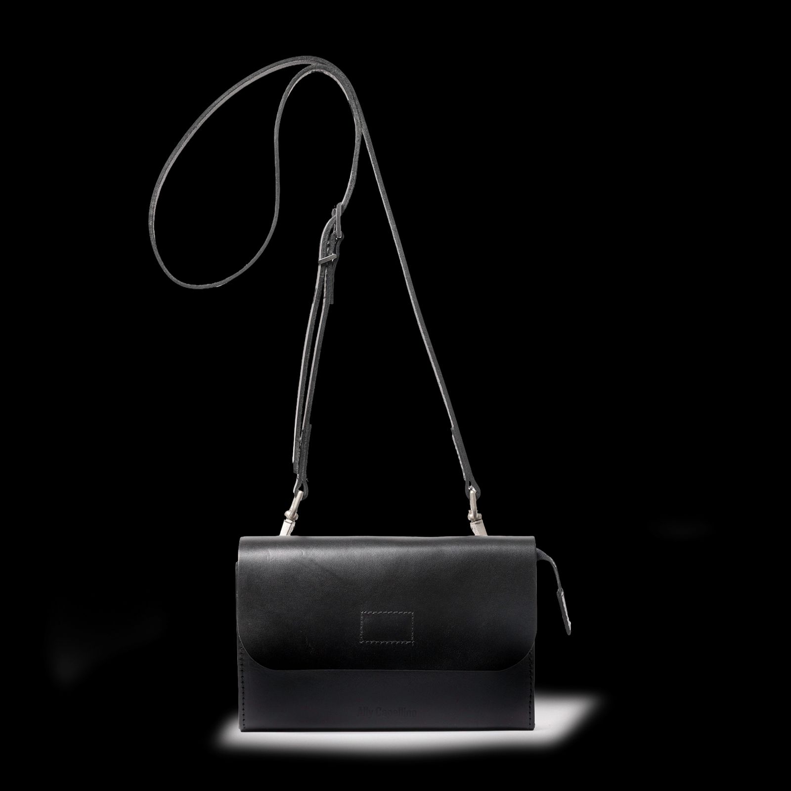 Jean Boundary Leather Crossbody Lock Bag in Black
