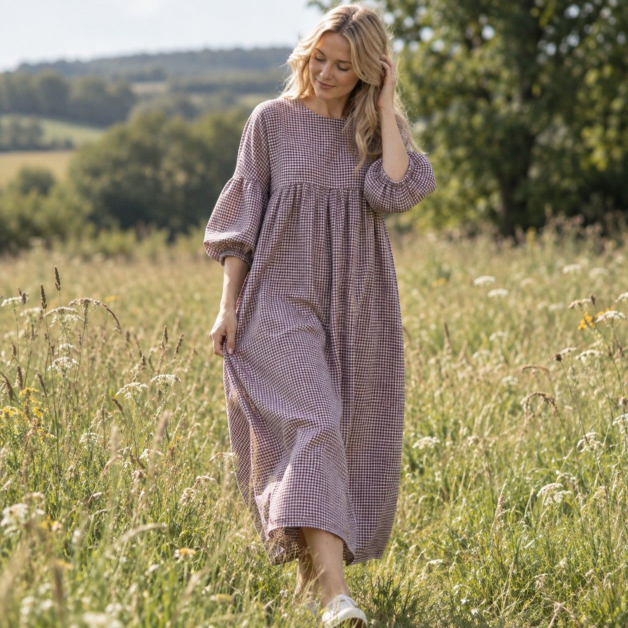 Gingham Checked Dress | Rosie Relaxed Oversized Cotton Dress