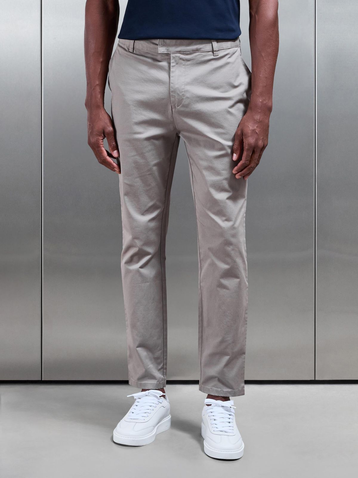 Slim Fit Tailored Chino Trouser in Taupe