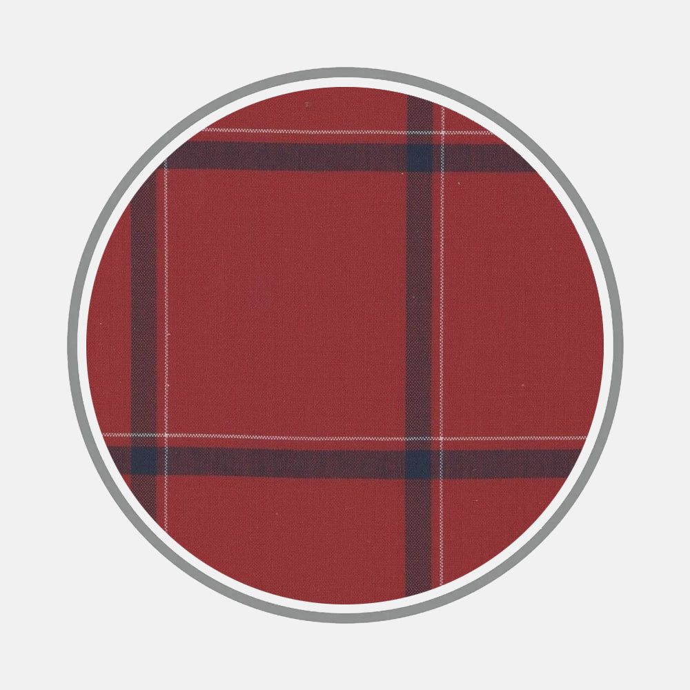 Wide Navy Check Red Fabric