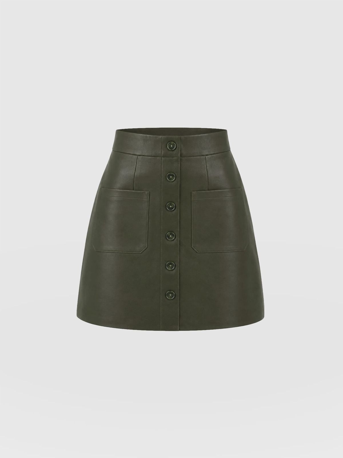 Luther Mini Skirt - Khaki Leather