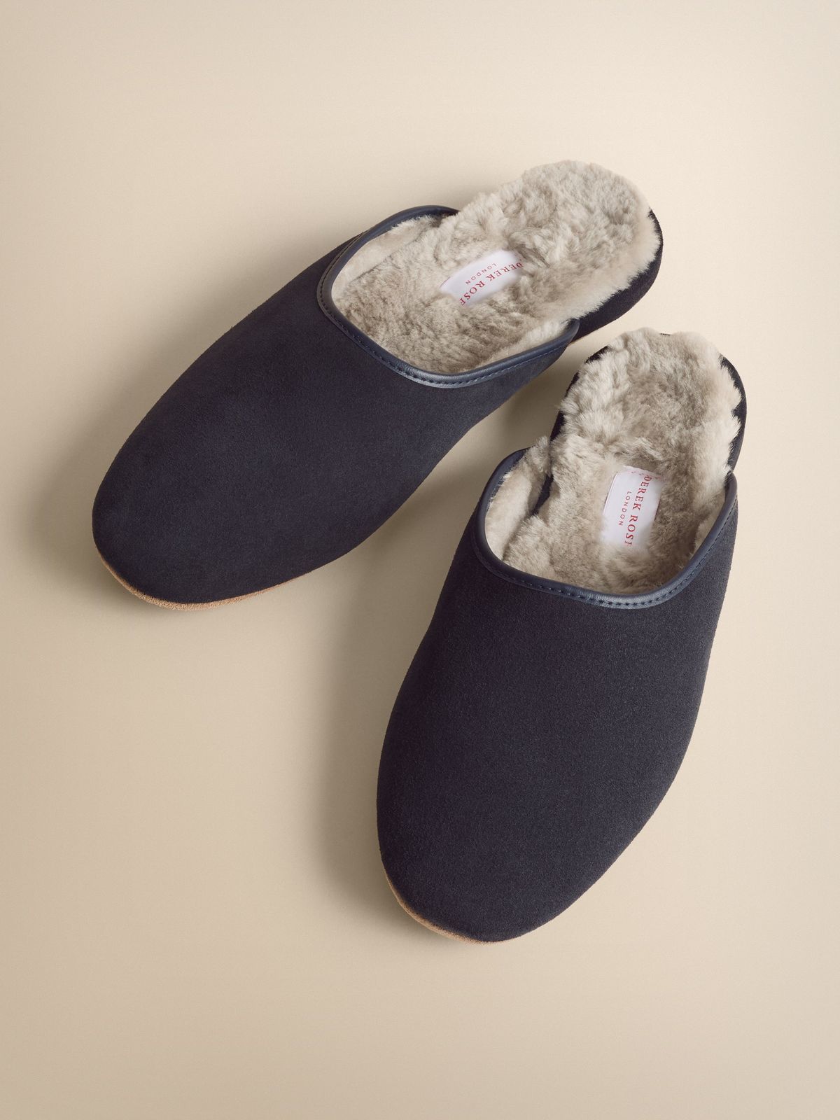 Imogen Suede & Sheepskin Mule Slippers Navy Blue