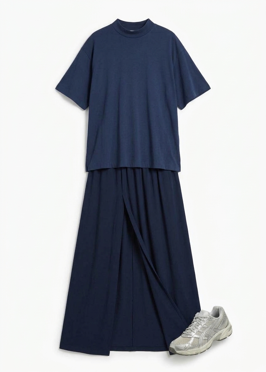 Elie Silk Fluid Maxi Skirt - Navy