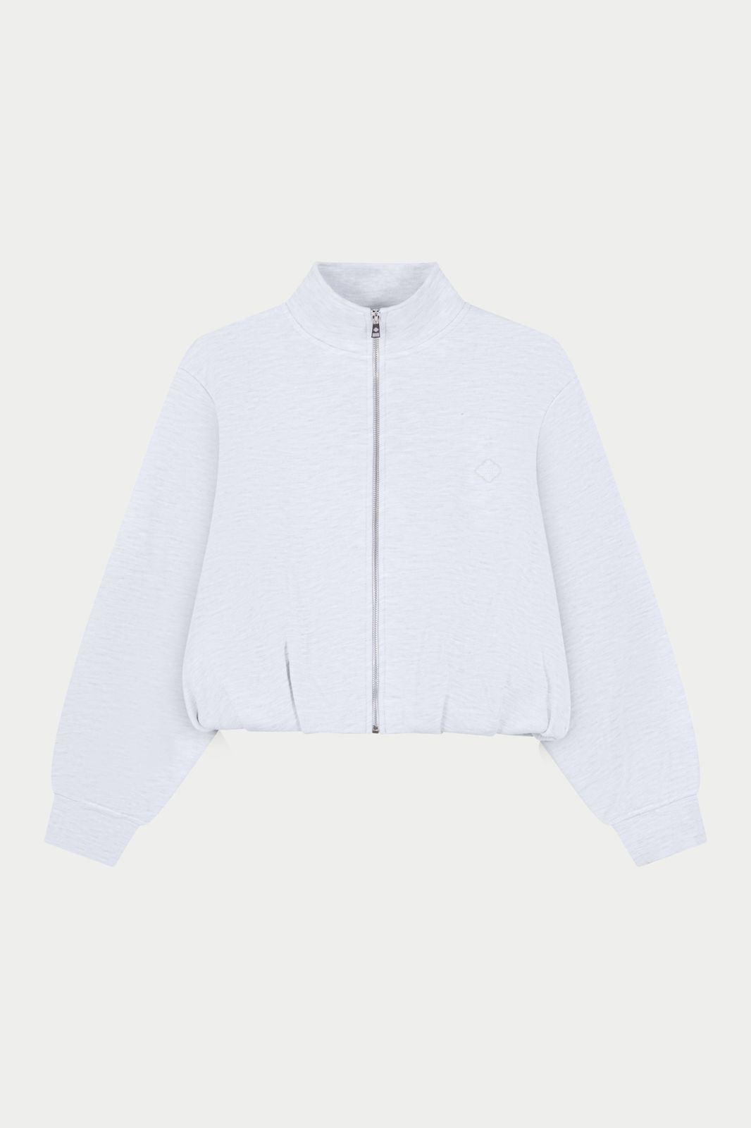 FUNNEL NECK BALLOON HEM ZIP THROUGH - GREY MARL