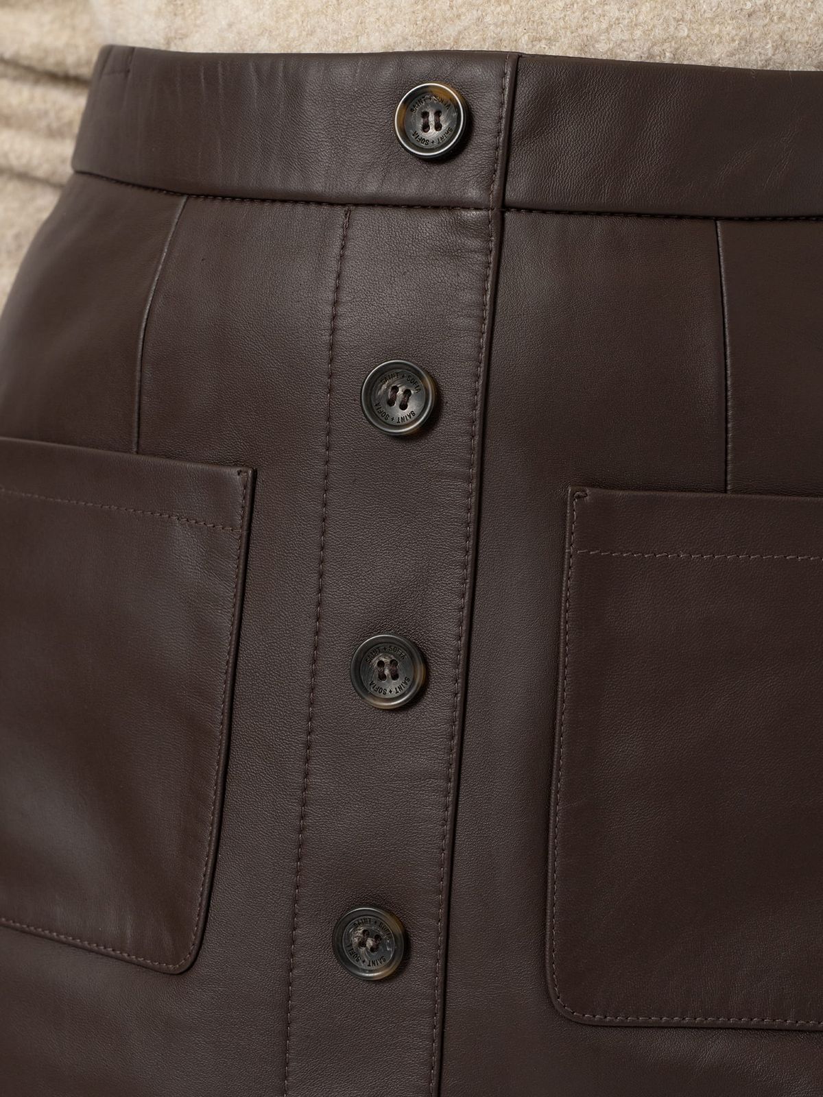 Luther Mini Skirt - Chocolate Leather