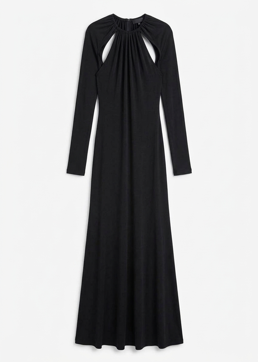 Seskin Evening Maxi Dress - Black