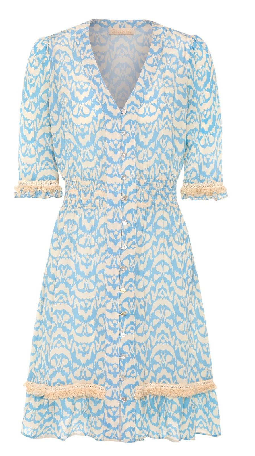 Izzy - Pale Blue And Cream Summer Dress - 50% Off