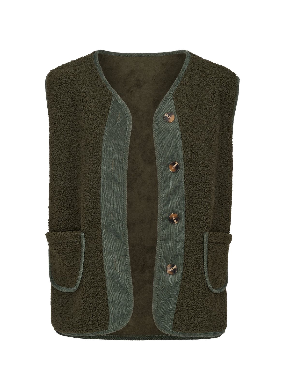 Fleece Gilet In Olive