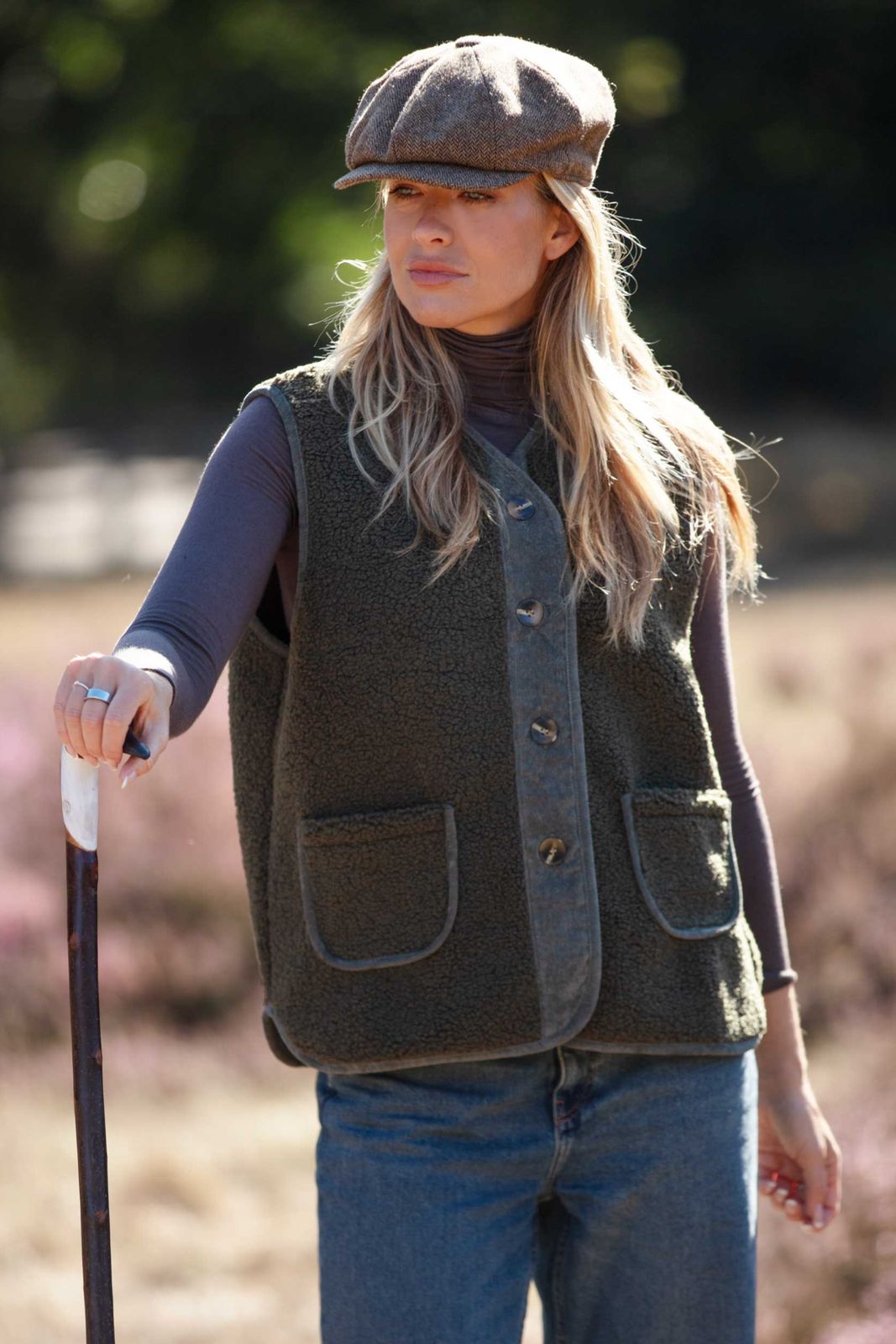 Fleece Gilet In Olive