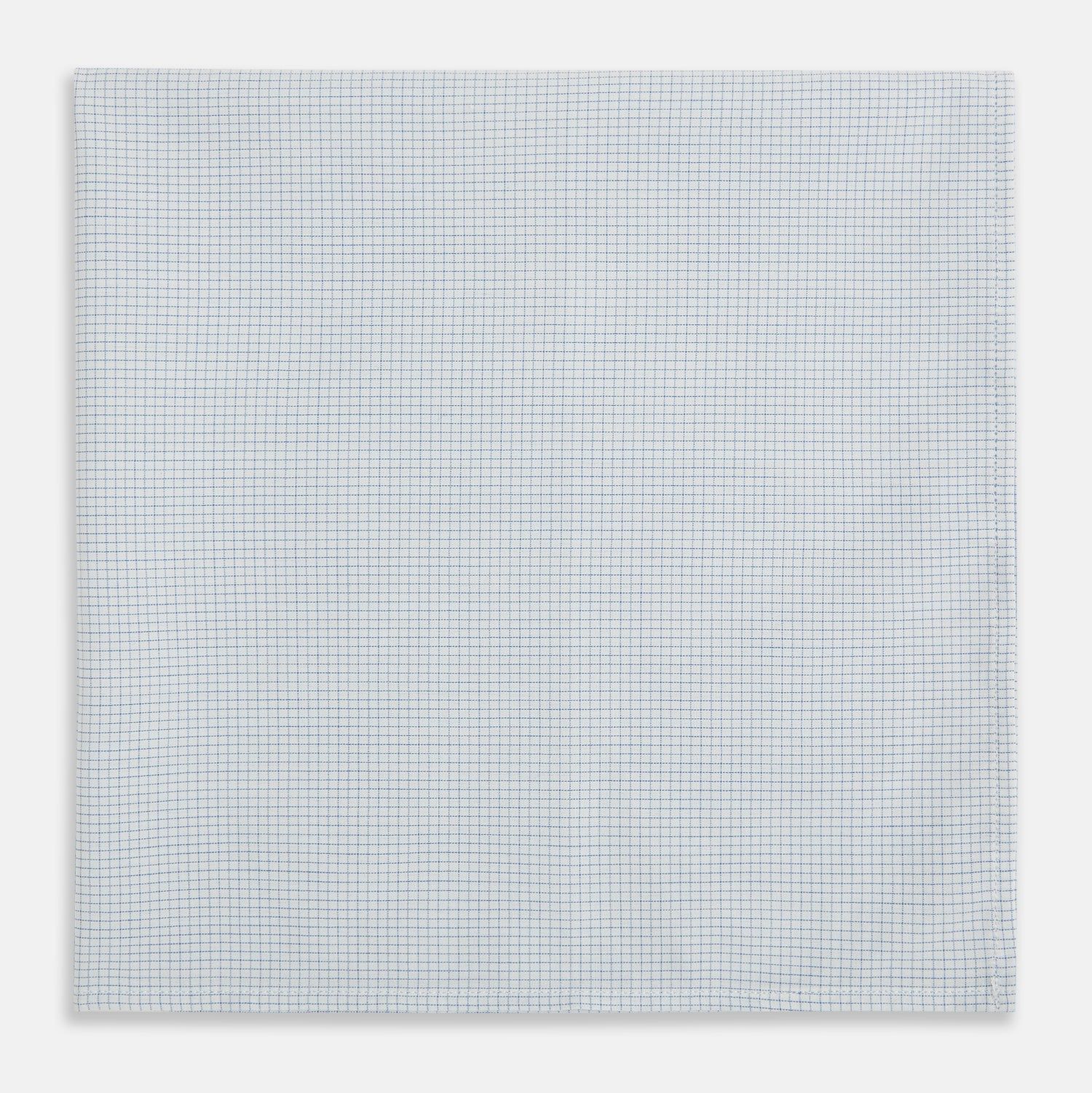 Hand Rolled Pale Blue Graph Check Handkerchief