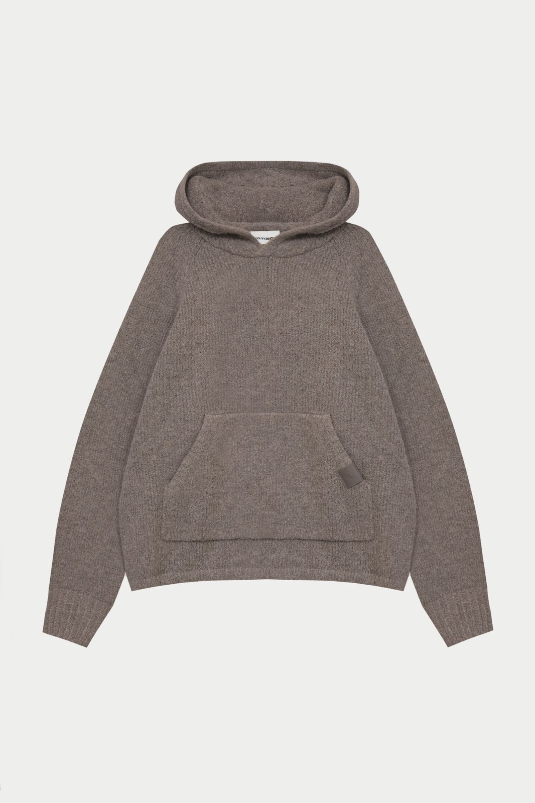 BOUCLE KNIT HOODIE - BROWN