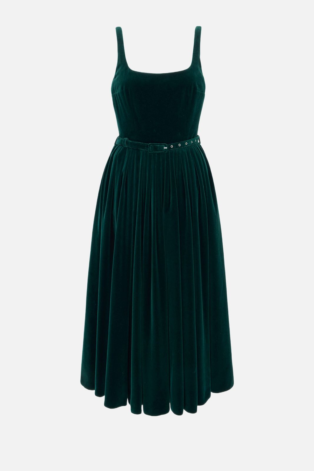 Eagle Dress in Green Cotton Velvet