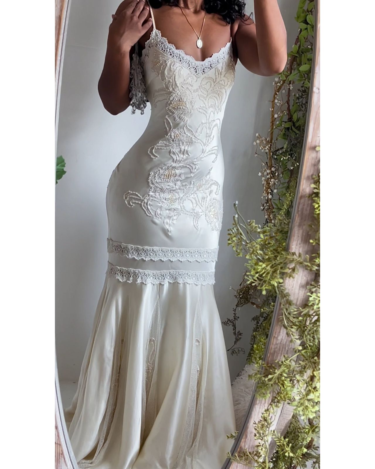 Rare Vintage Sue Wong Ivory Beaded Silk Gown