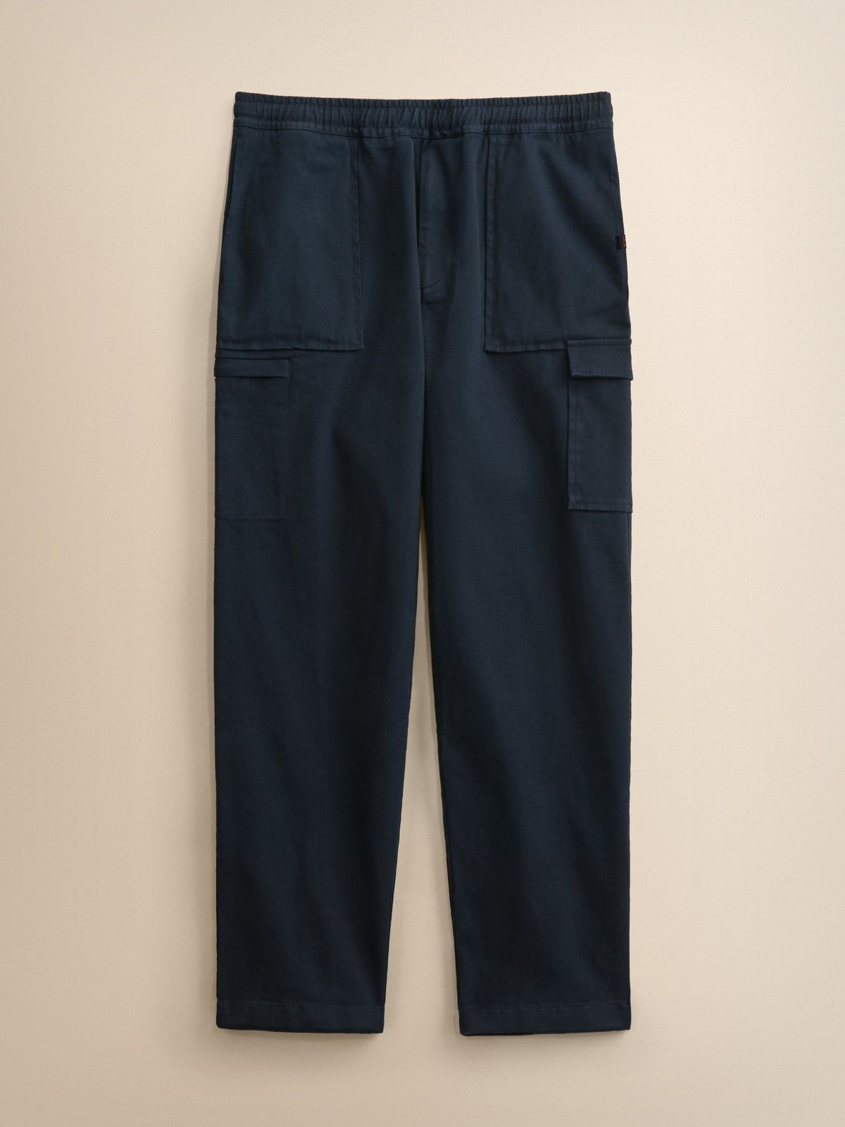 Lucas Cotton Cashmere Cargo Trousers Navy Blue