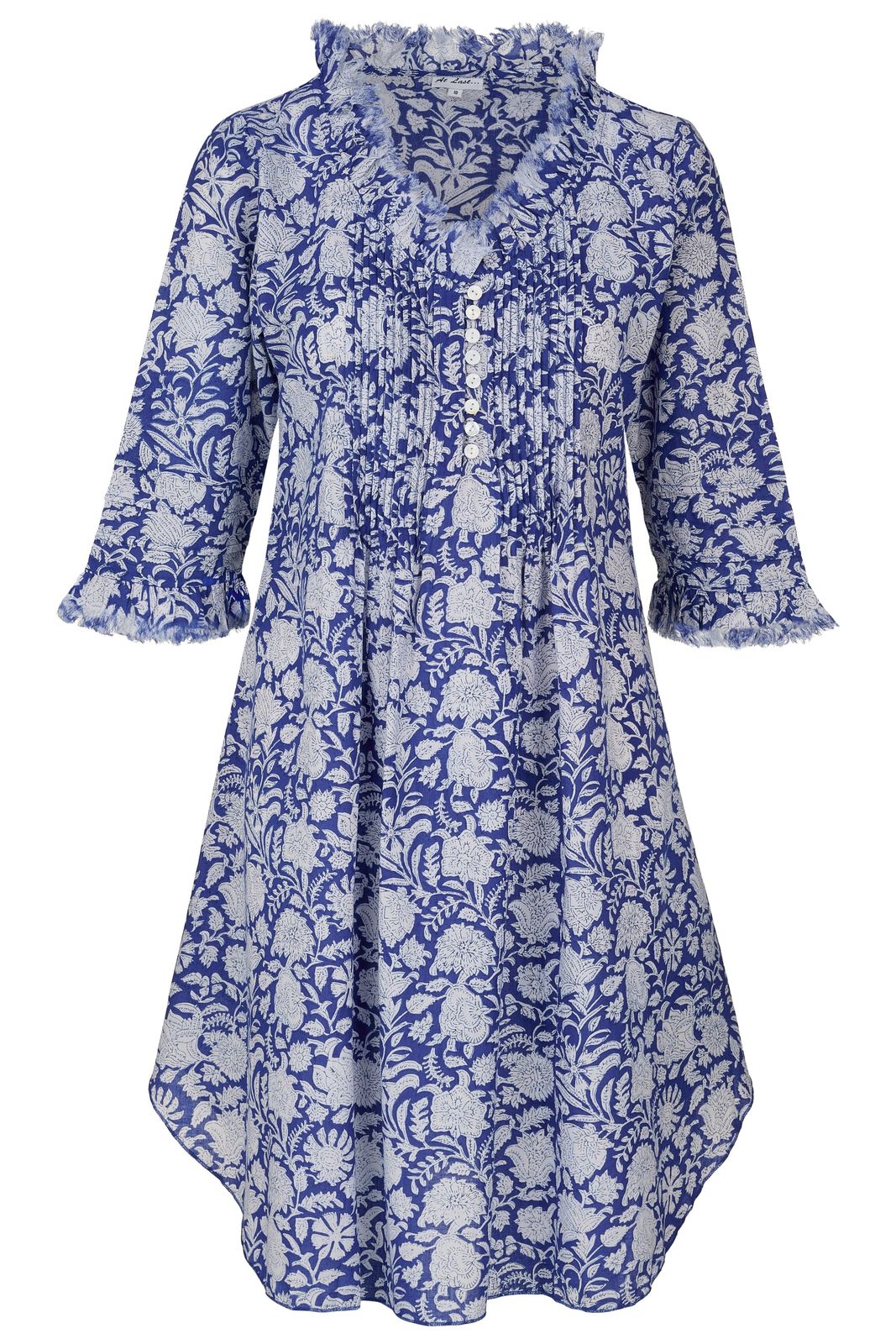 Annabel Cotton Tunic In Blue & White Flower