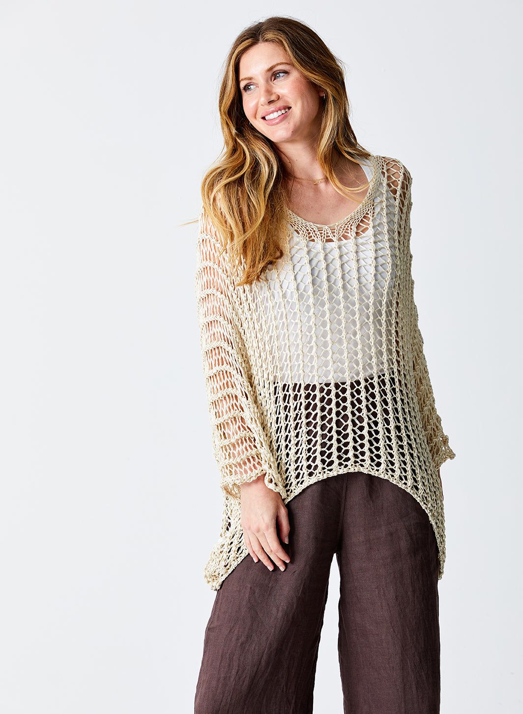 Jose Open Knit Round Neck Sweater