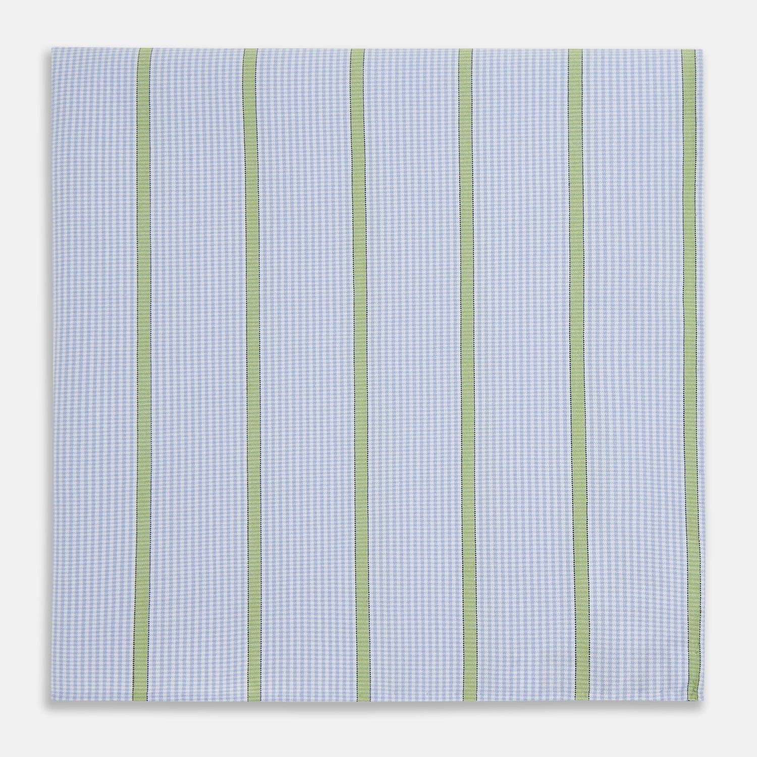 Hand Rolled Light Green Track Stripe Handkerchief