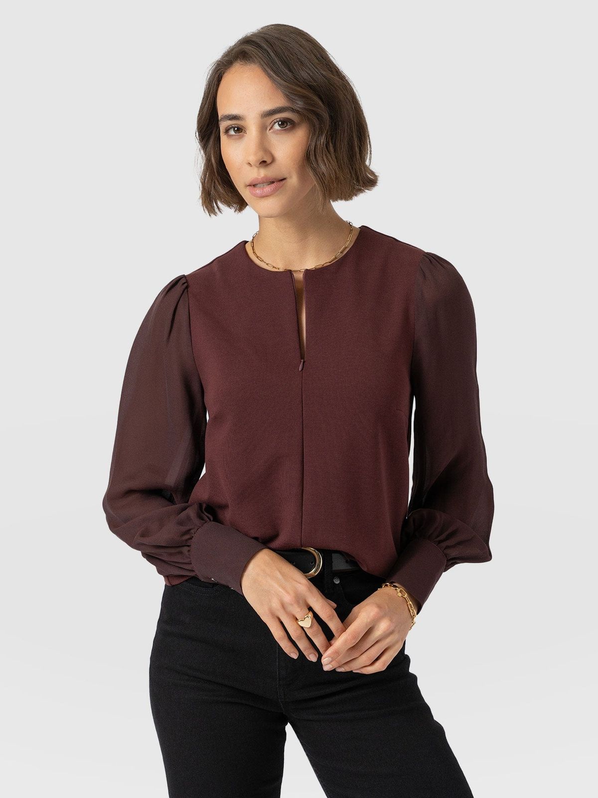 Esme Zip Up Top - Maroon