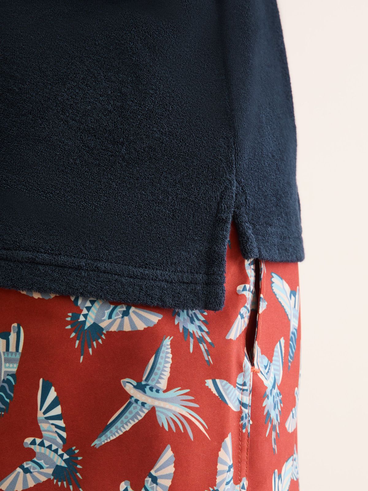 Teddy Terry Cotton Polo Shirt Navy Blue