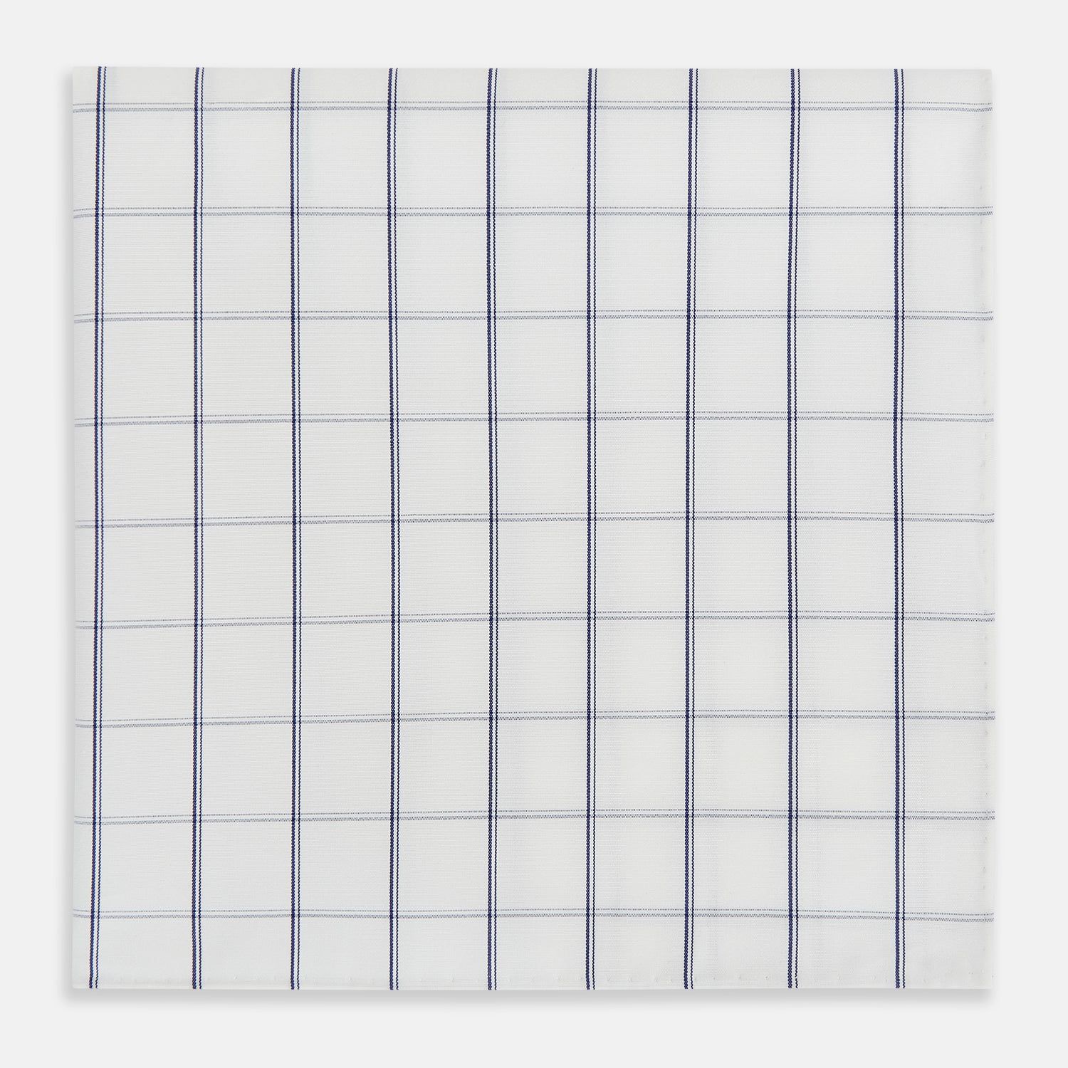 Dark Navy Double-Line Check Hand-Rolled Handkerchief