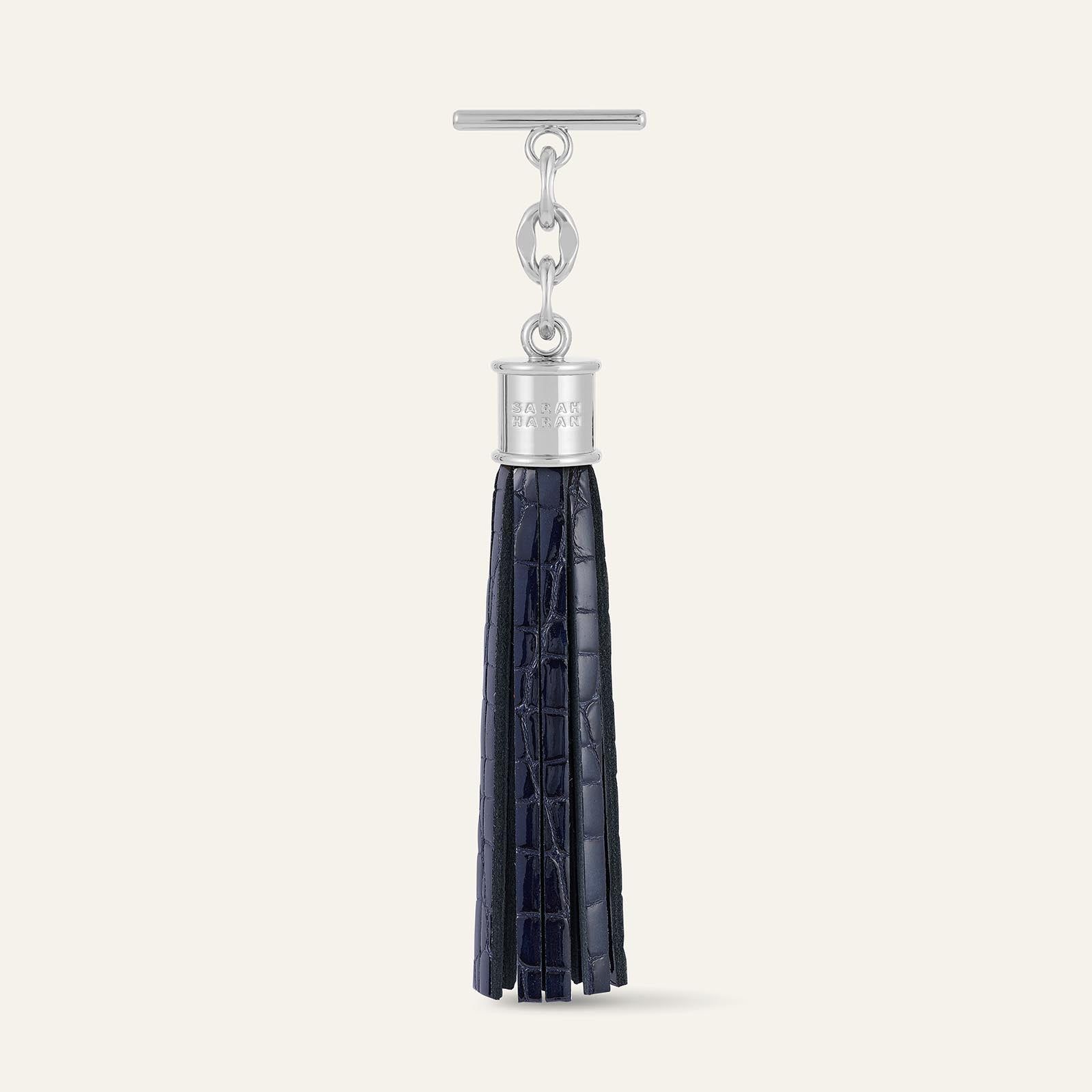 Capsule Tassel Classic | Navy Patent Croc with Silver hardware