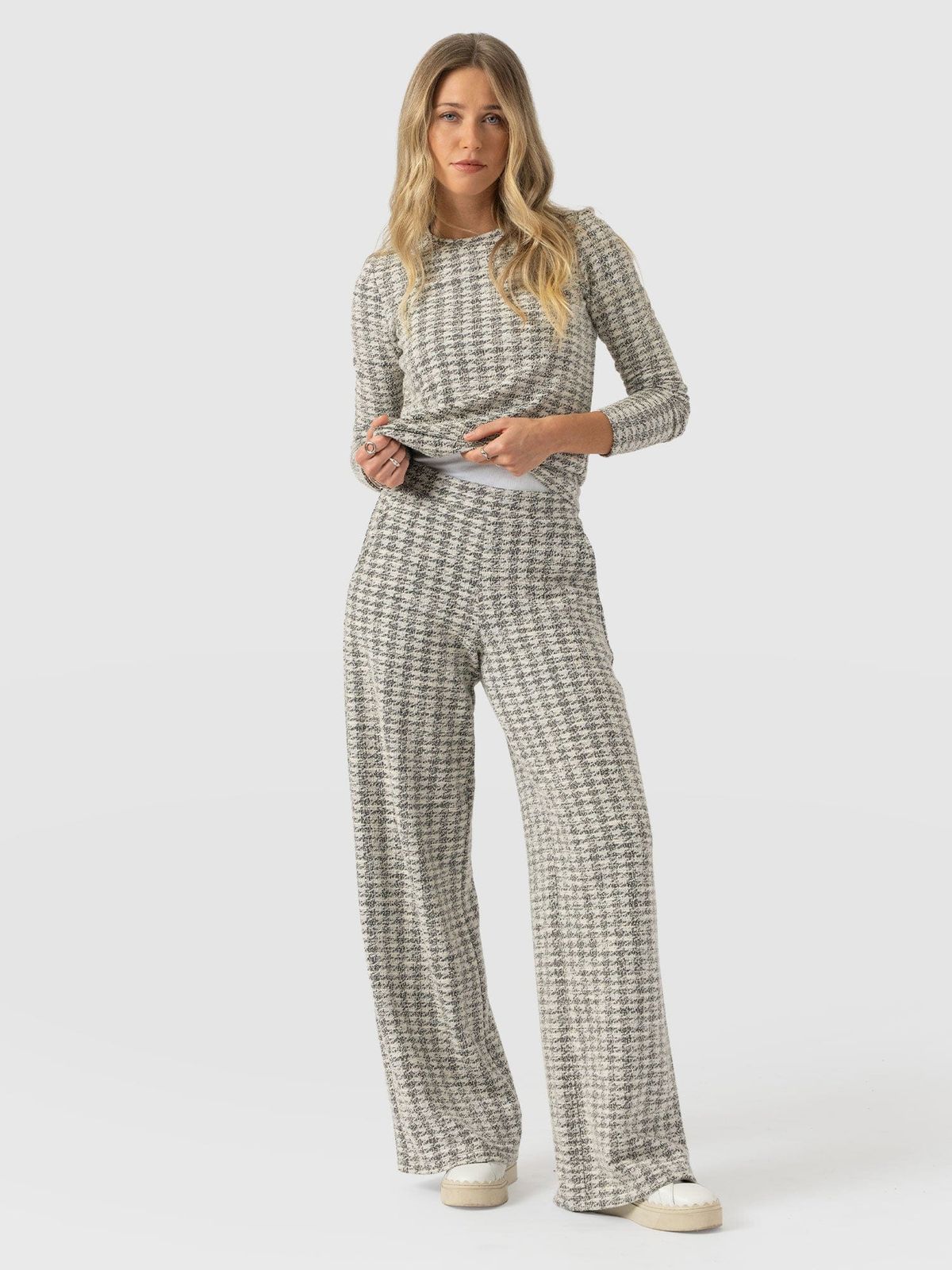 Keller Wide Leg Pant - Cream Boucle