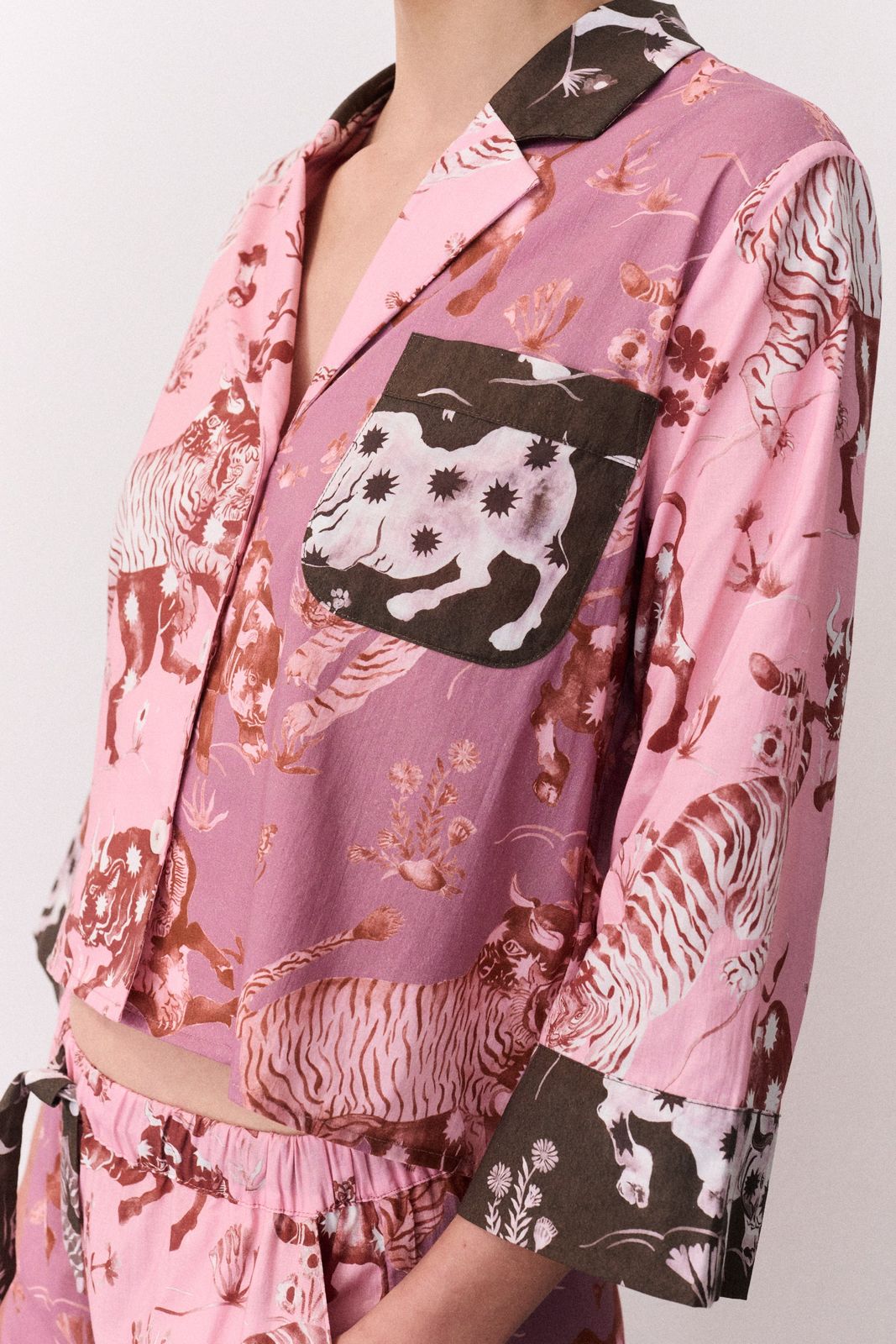 Boxy Shirt & Wide Leg Set Thunderheart Chestnut/Pink/Chocolate