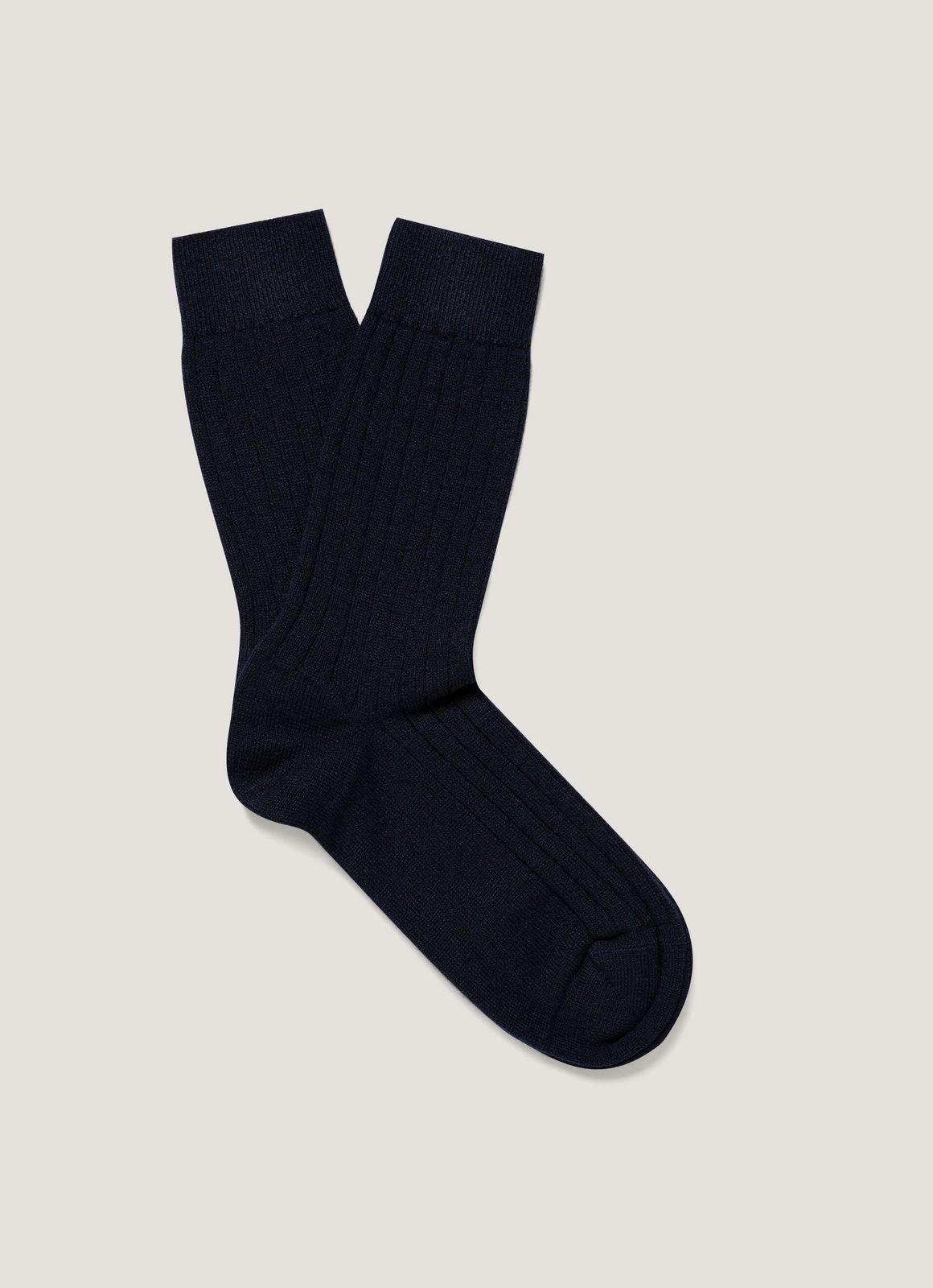 Men's Cashmere Ribbed Socks in Navy