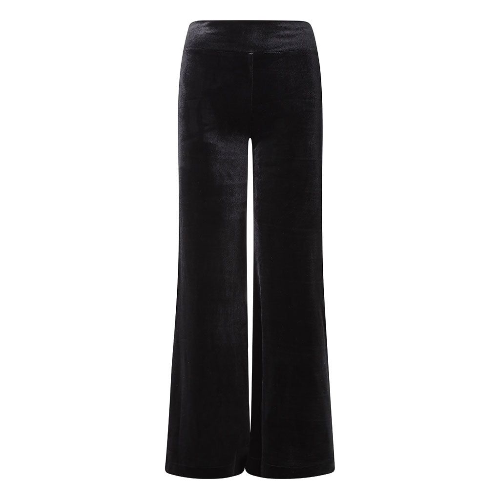 Black Velvet Wide Flare Trousers