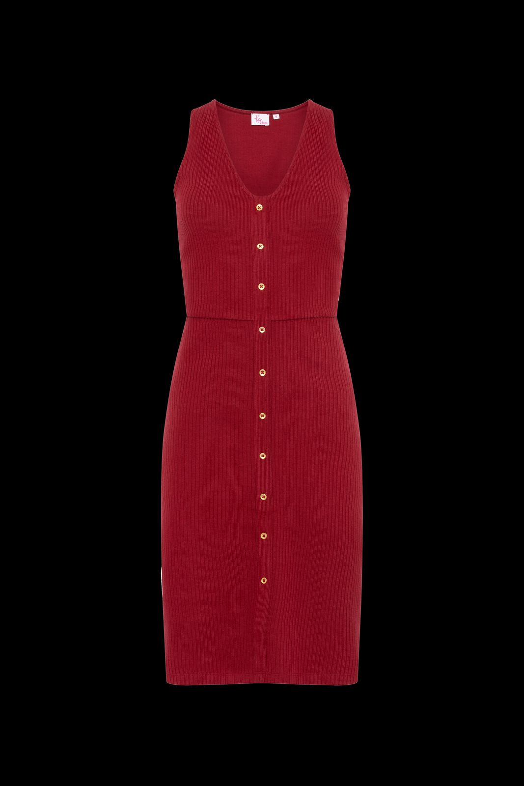 The Kōr Organic Cotton Ribbed Pinafore Dress in Merlot