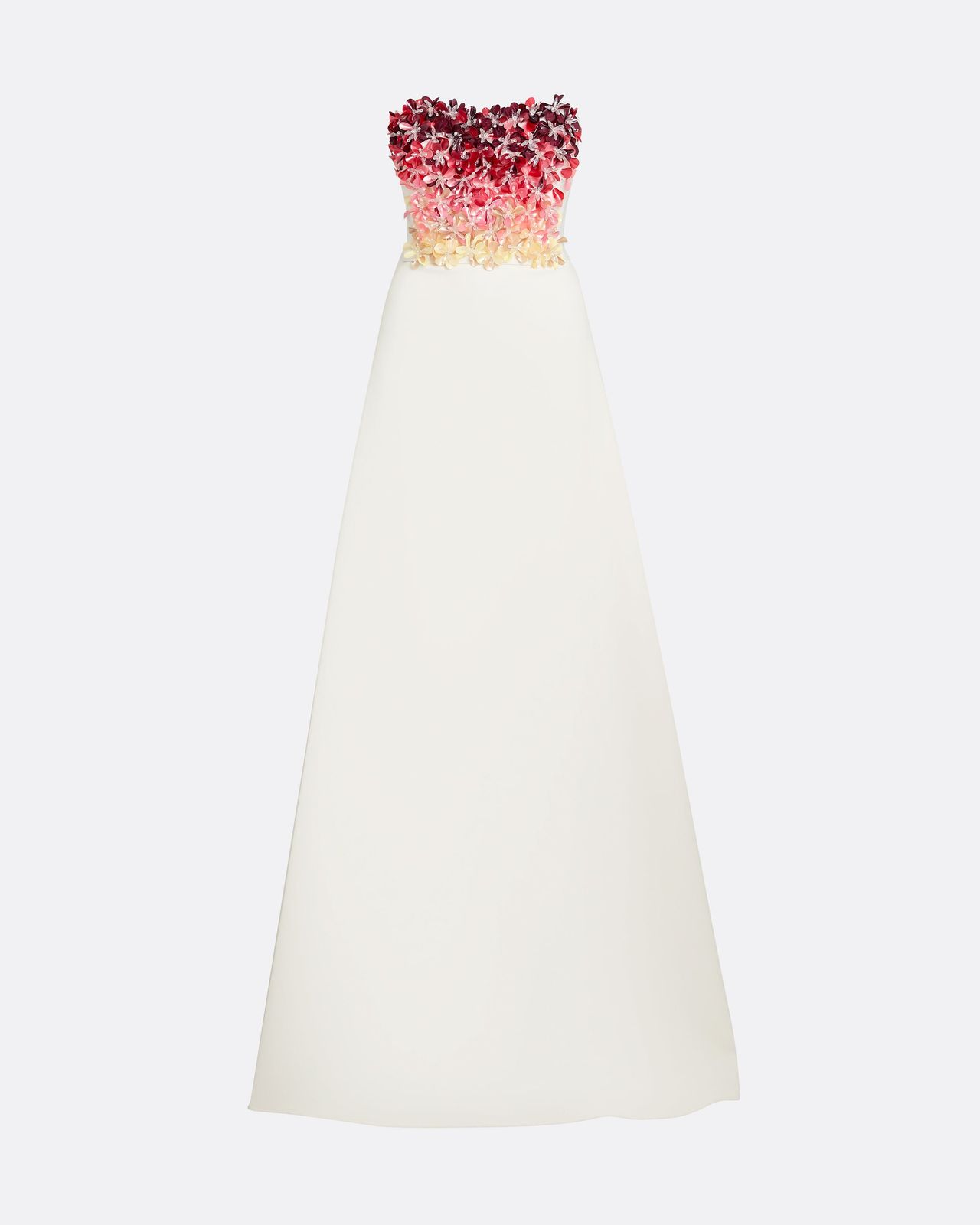 Siena Long Dress In Ivory With Multi-pinks