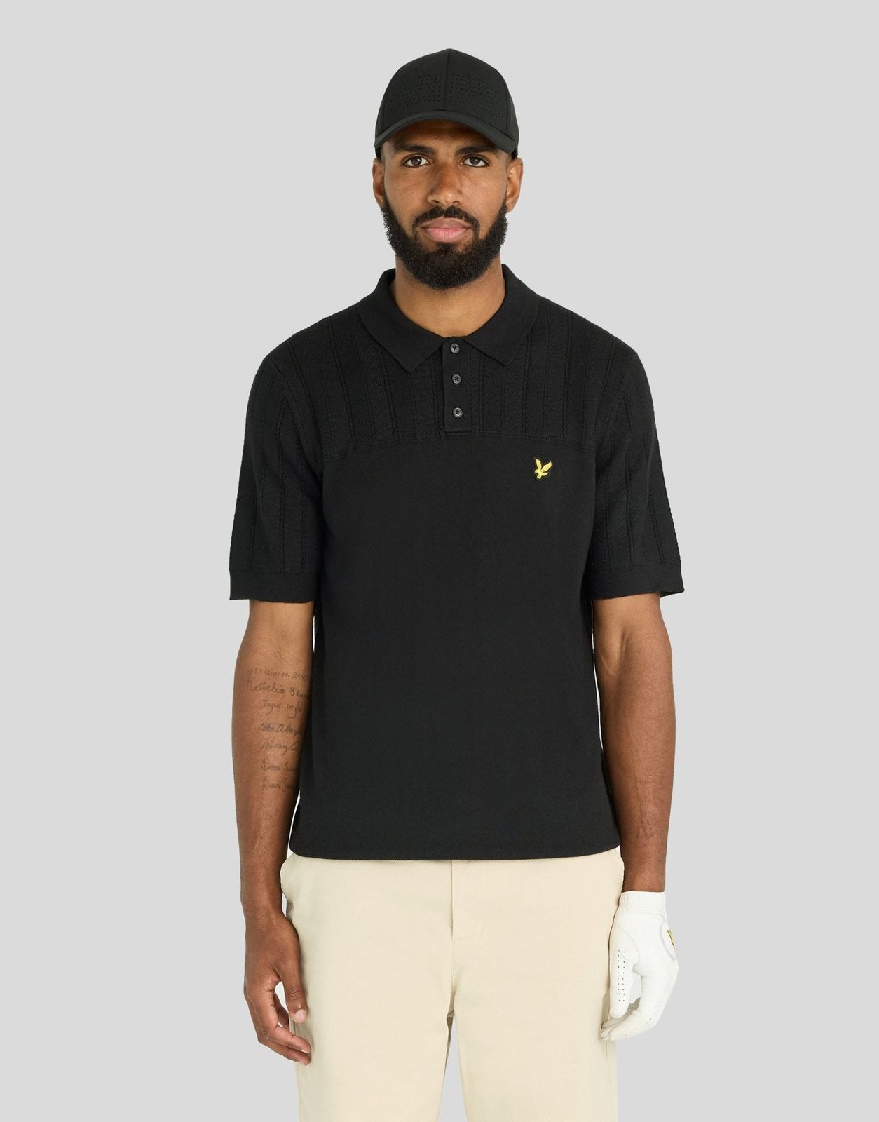 Texture Block Knitted Polo Shirt