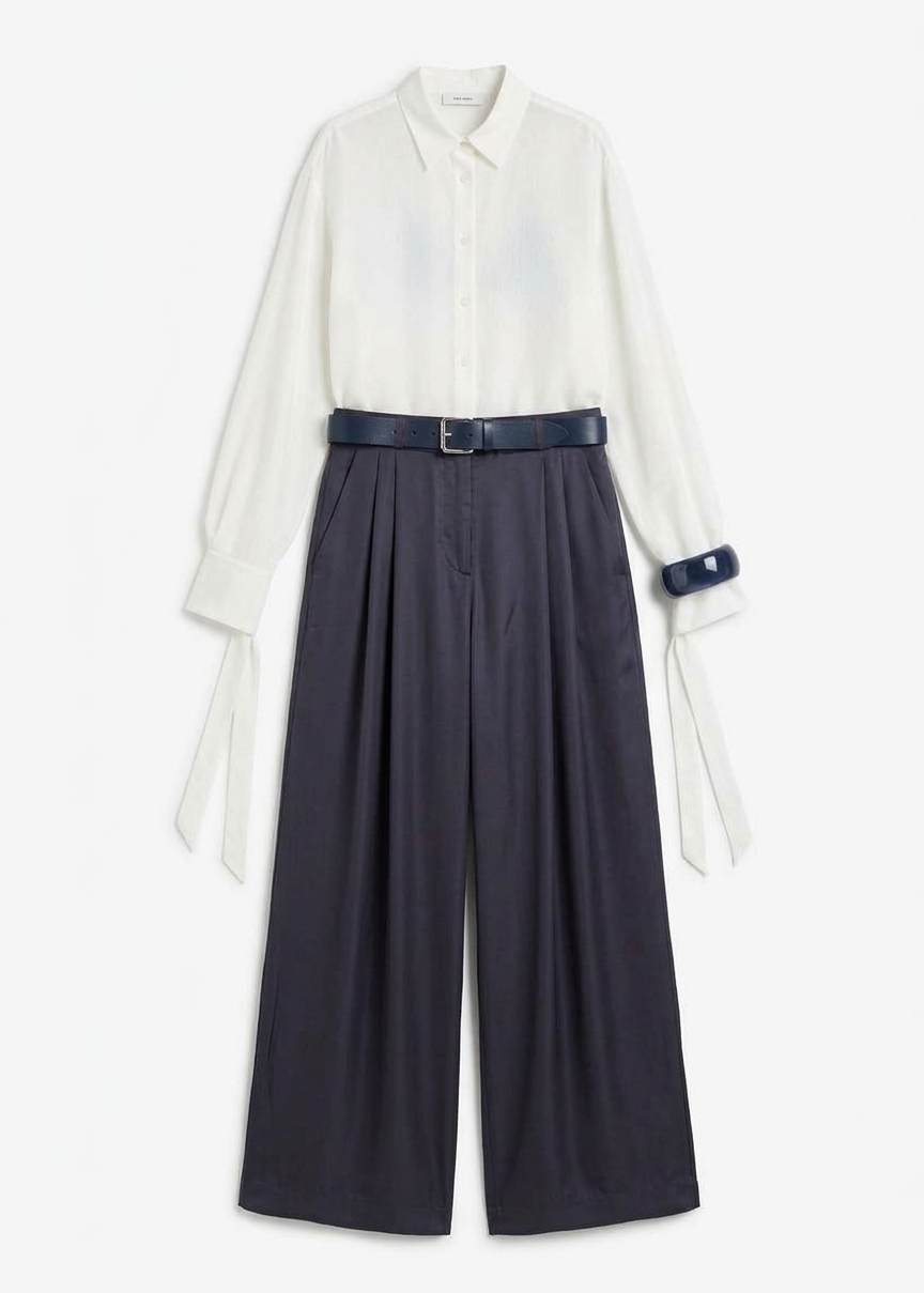 Marfa Pleated Silk Trousers - Storm Grey