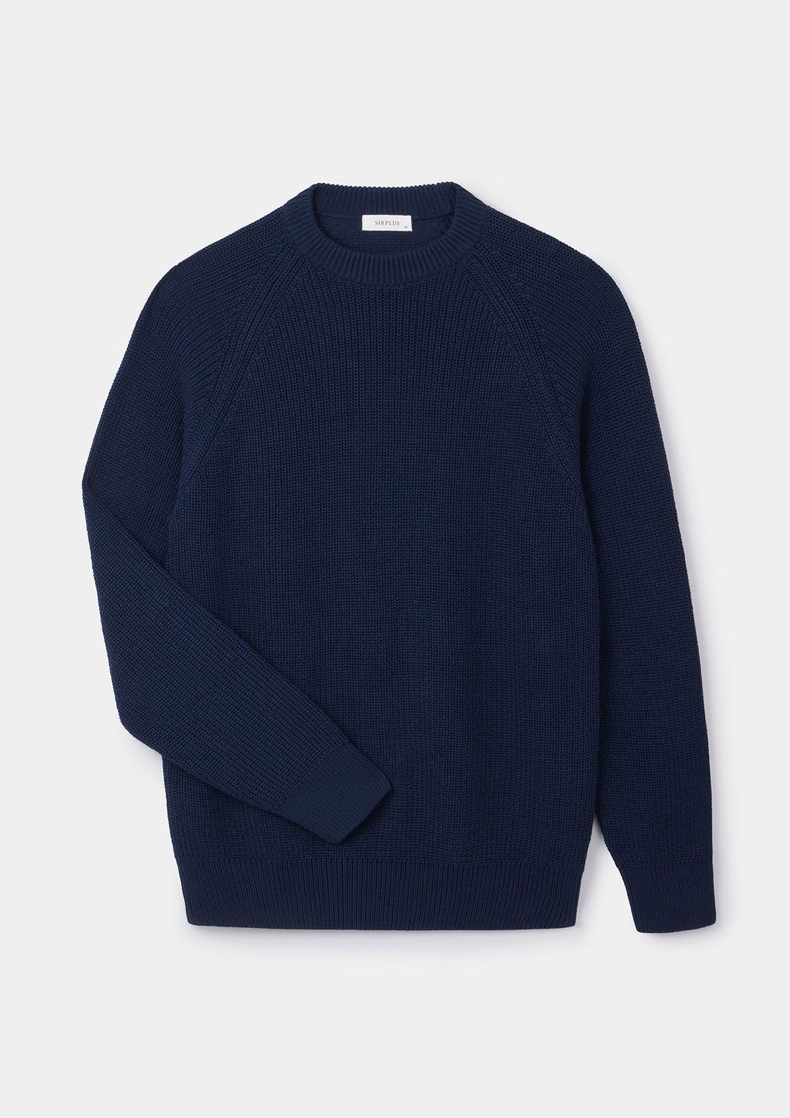 Navy Fisherman Rib Cotton Crew Neck