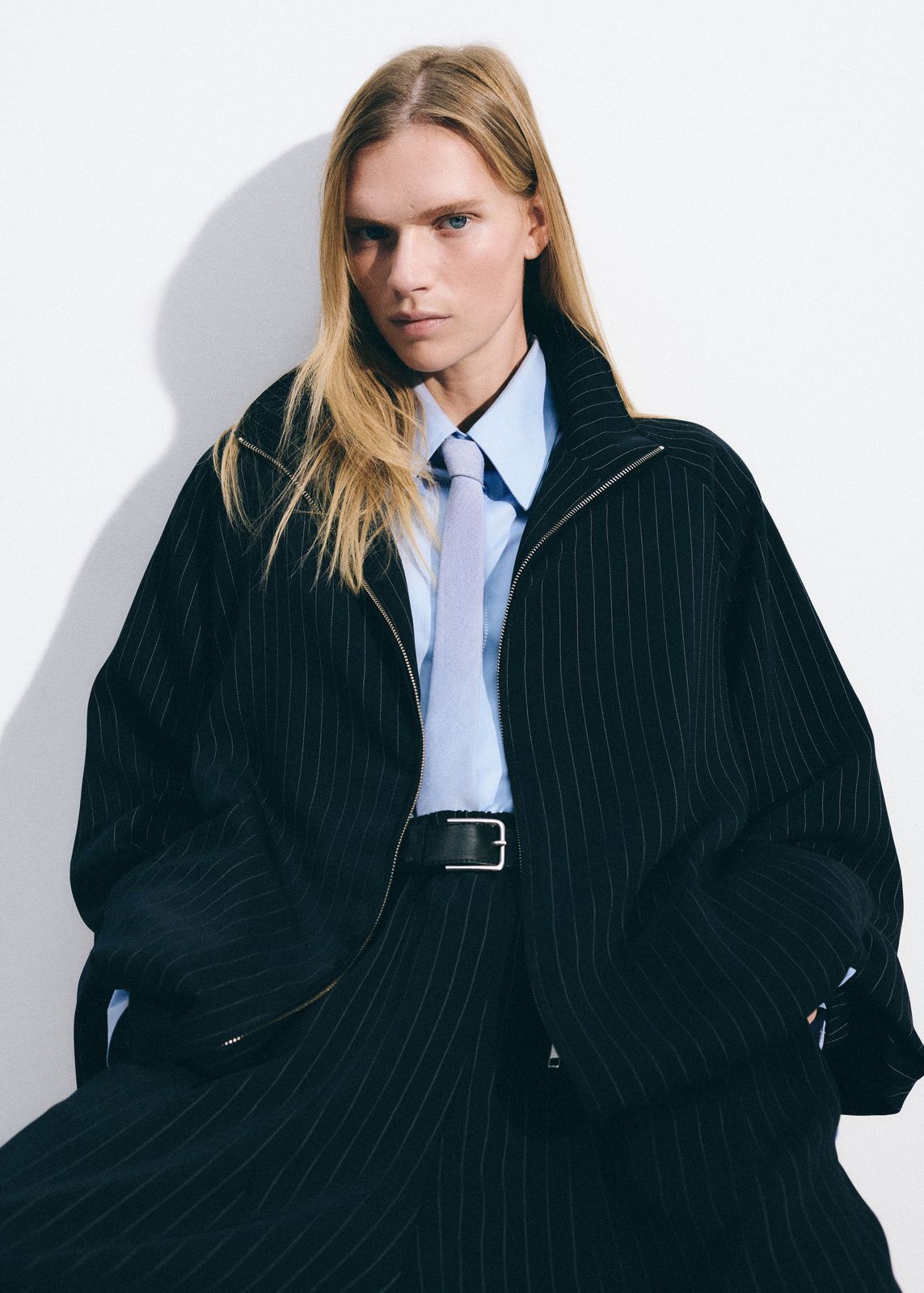 Baxter Track Jacket - Navy/White Pinstripe