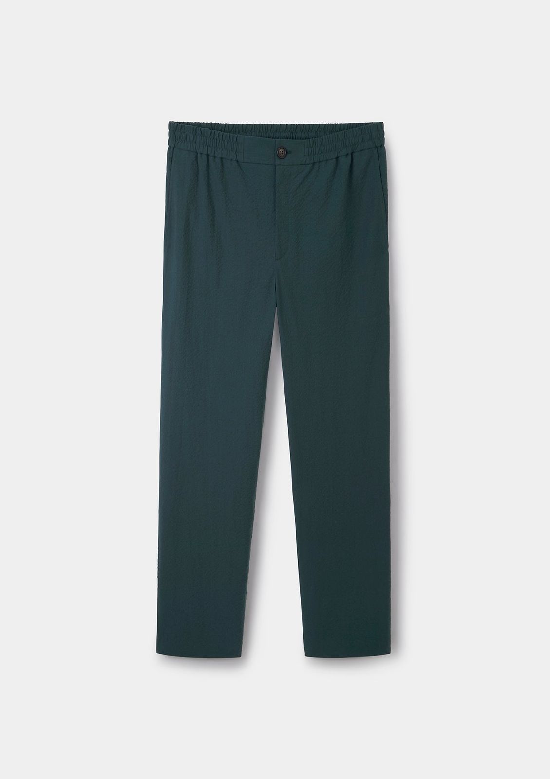 Teal Seersucker Drawstring Trousers